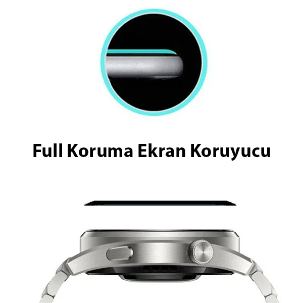 Huawei Watch 3 Pro 3D Full Kaplama Ekran Koruyucu - Çizilmeye Dayanıklı PET+PMMA