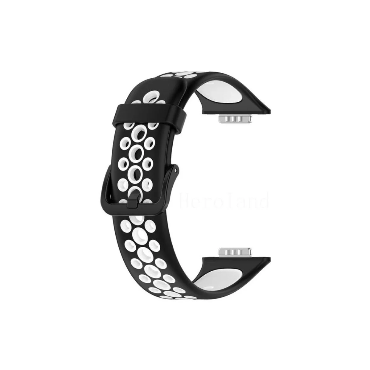 Huawei Watch Fit 2 Spor Delikli Kordon - Siyah-beyaz Huawei Watch Fit 2 Spor Delikli Kordon - Siyah-beyaz