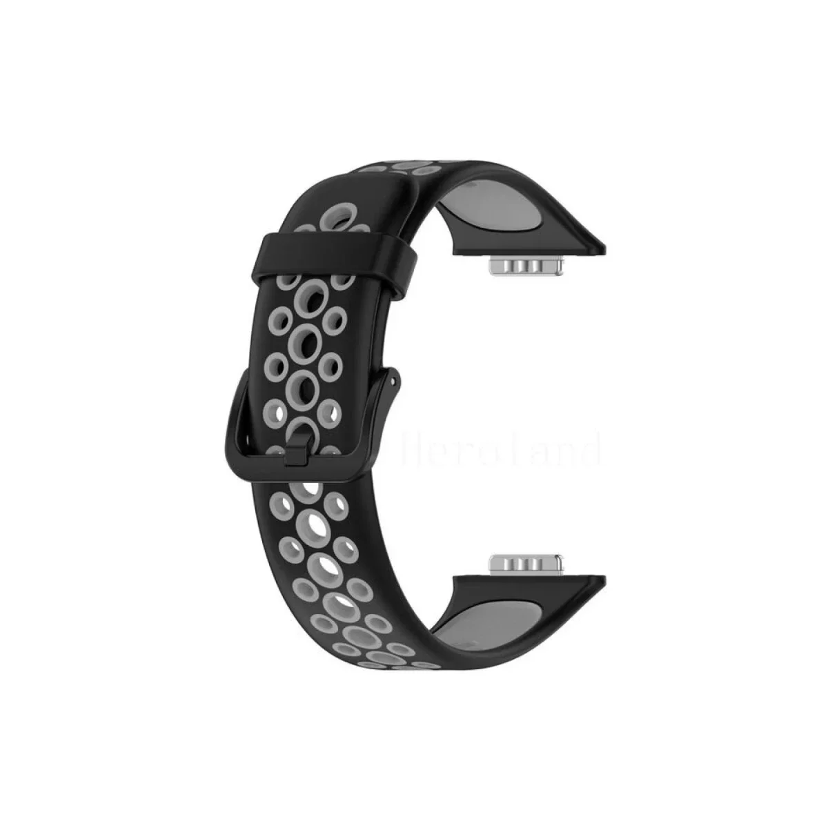 Huawei Watch Fit 2 Spor Delikli Kordon - Siyah-Gri Huawei Watch Fit 2 Spor Delikli Kordon - Siyah-Gri - Görsel 2