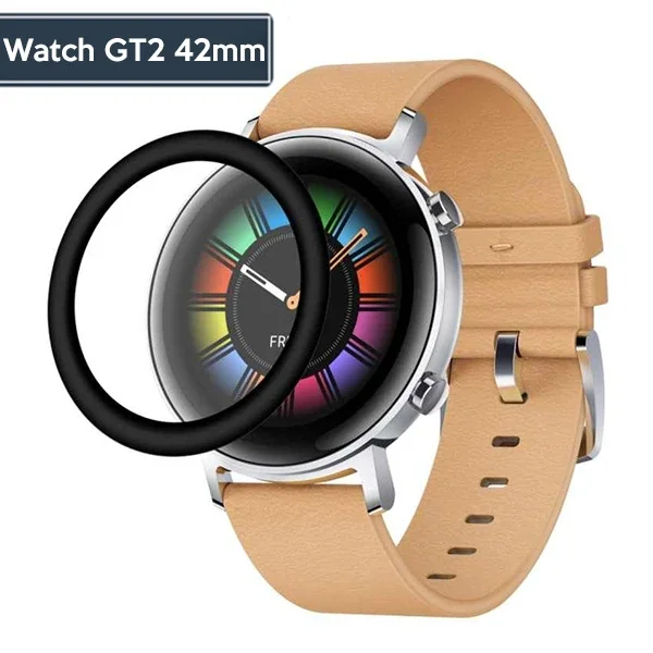 Huawei Watch GT2 42 mm 3D Kavisli PET Ekran Koruyucu – Darbe Emici & Çizilmez Film