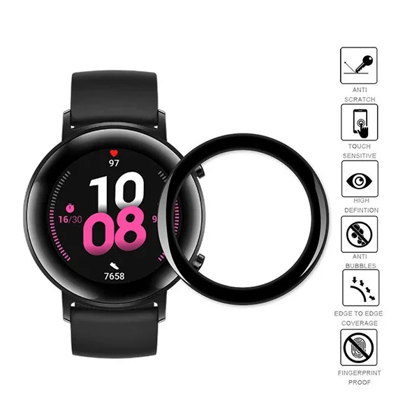 Huawei Watch GT2 42 mm 3D Kavisli PET Ekran Koruyucu – Darbe Emici & Çizilmez Film