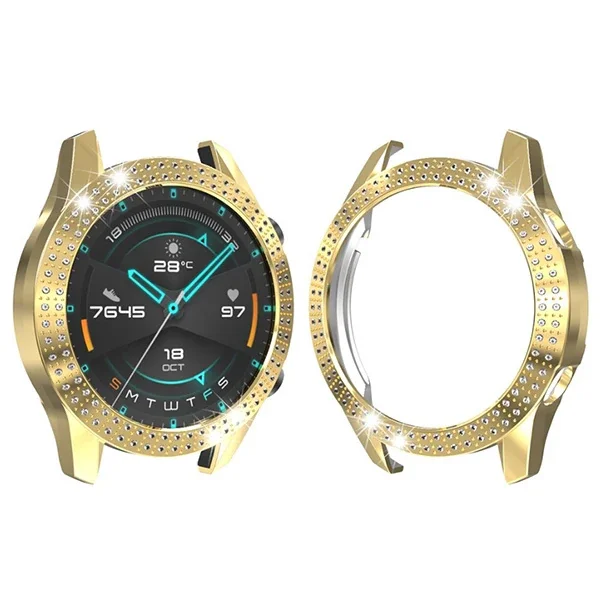 Huawei Watch GT2 46 mm Diamond Bumper Kılıf - Taş İşlemeli Parlak Koruyucu Çerçeve