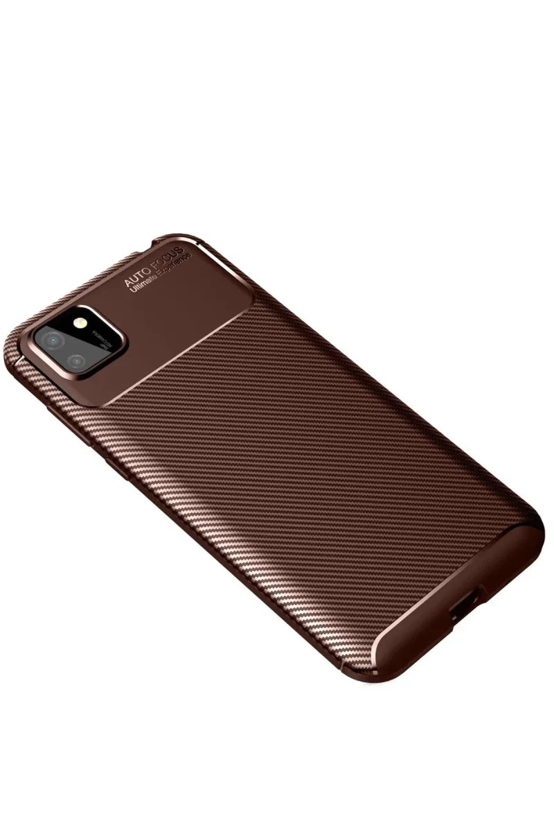 Huawei Y5P Kılıf Auto Focus Karbon Kapak - Kahverengi Fiyatı, Yorumları ve Özellikleri
