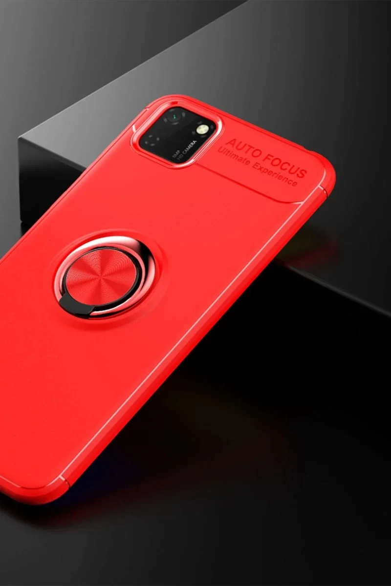 Huawei Y5P Kılıf Range Yüzüklü Silikon - Kırmızı Huawei Y5P Kılıf Range Yüzüklü Silikon - Kırmızı