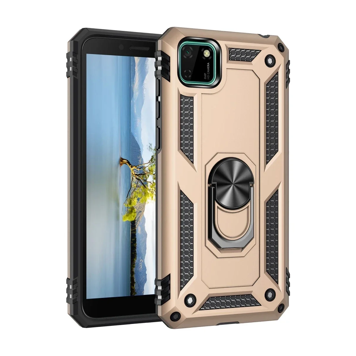 Huawei Y5P Kılıf Sofya Yüzüklü Silikon Kapak - Gold Huawei Y5P Kılıf Sofya Yüzüklü Silikon Kapak - Gold