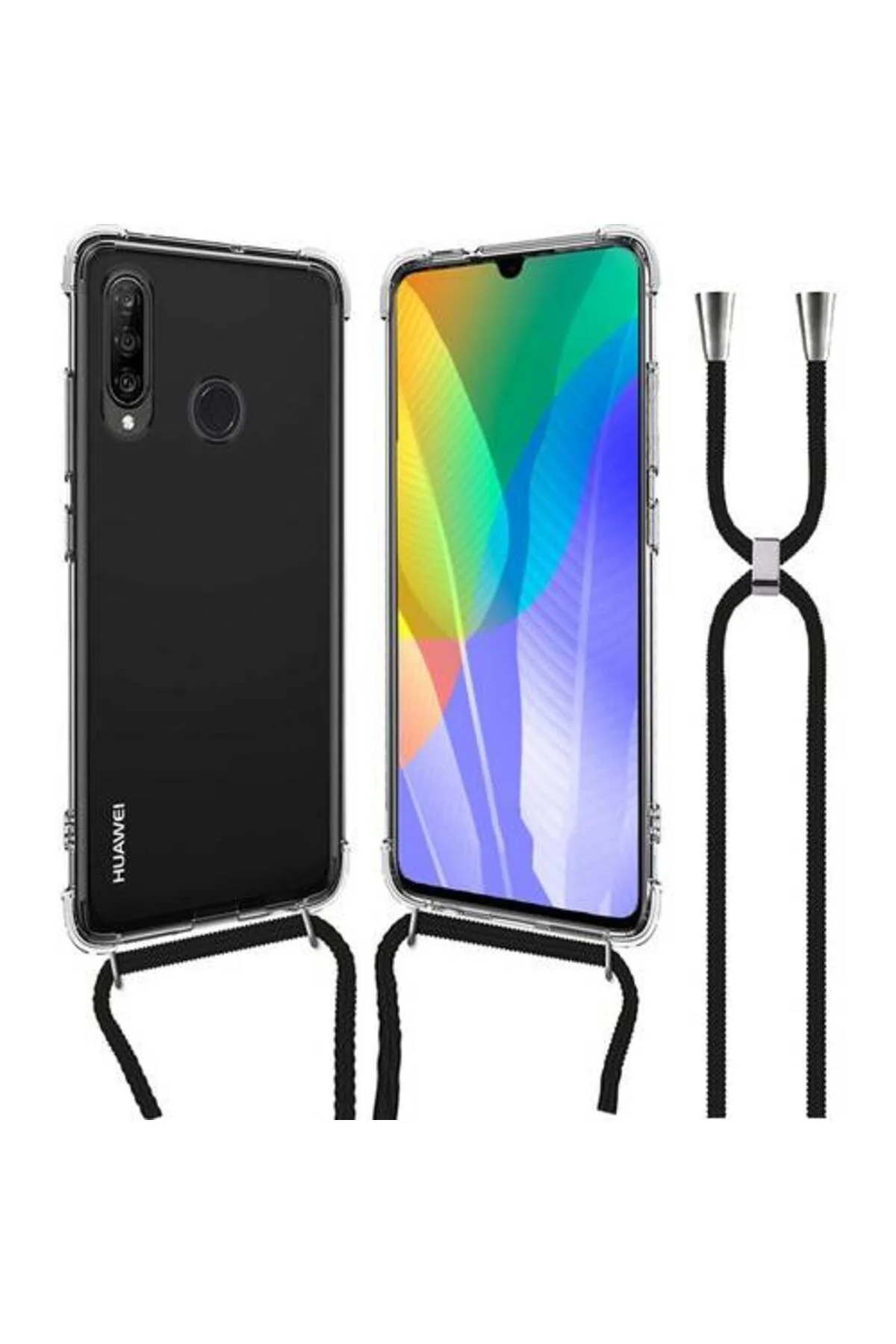 Huawei Y6P Askılı İpli Şeffaf Tank Kılıf