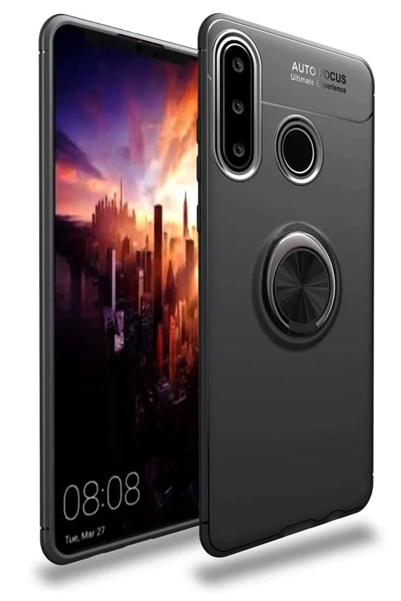 Huawei Y6P Kılıf Range Yüzüklü Silikon - Siyah Huawei Y6P Kılıf Range Yüzüklü Silikon - Siyah