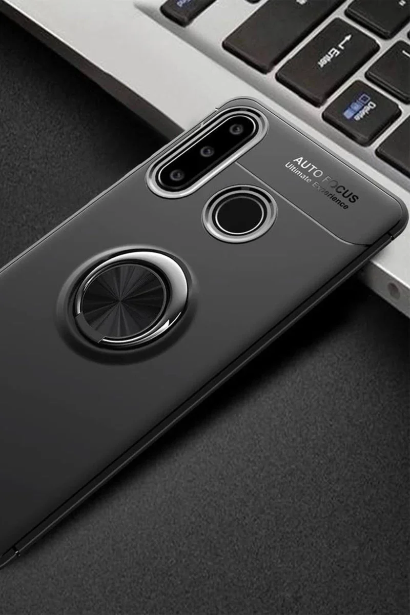 Huawei Y6P Kılıf Range Yüzüklü Silikon - Siyah Huawei Y6P Kılıf Range Yüzüklü Silikon - Siyah