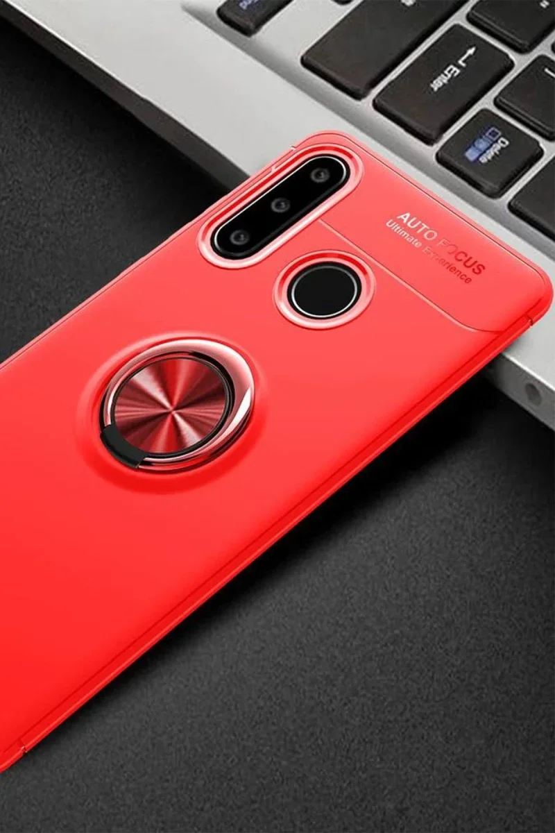 Huawei Y6P Kılıf Range Yüzüklü Silikon - Kırmızı Huawei Y6P Kılıf Range Yüzüklü Silikon - Kırmızı