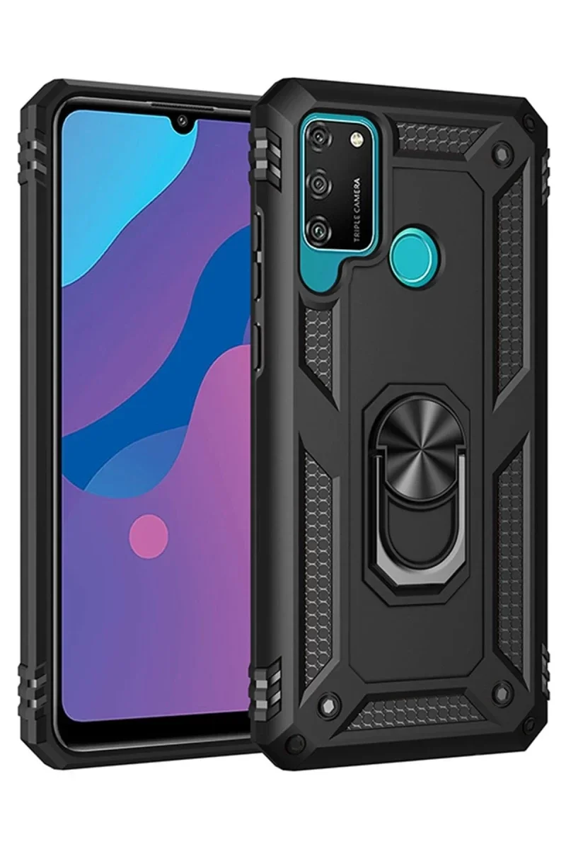 Huawei Y6P Kılıf Sofya Yüzüklü Silikon Kapak - Siyah Huawei Y6P Kılıf Sofya Yüzüklü Silikon Kapak - Siyah