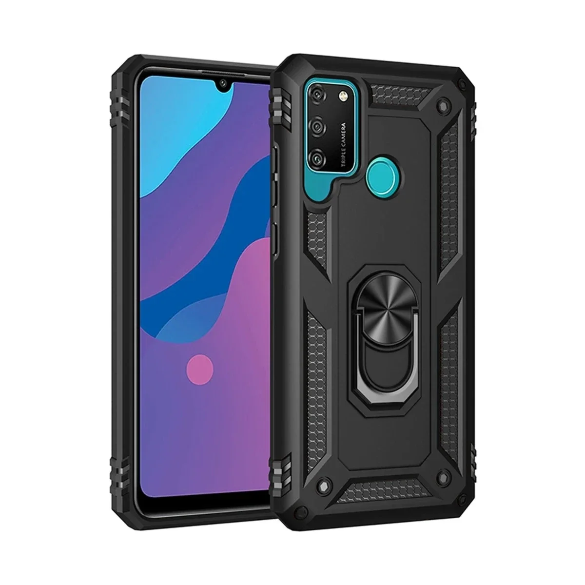 Huawei Y6P Kılıf Sofya Yüzüklü Silikon Kapak - Siyah Huawei Y6P Kılıf Sofya Yüzüklü Silikon Kapak - Siyah