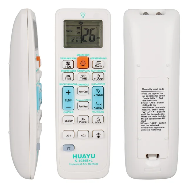 Huayu K-1089E+L Üniversal Akıllı Klima Kumandası LED Işıklı ve Geniş Uyumluluk Fiyatı, Yorumları ve Özellikleri