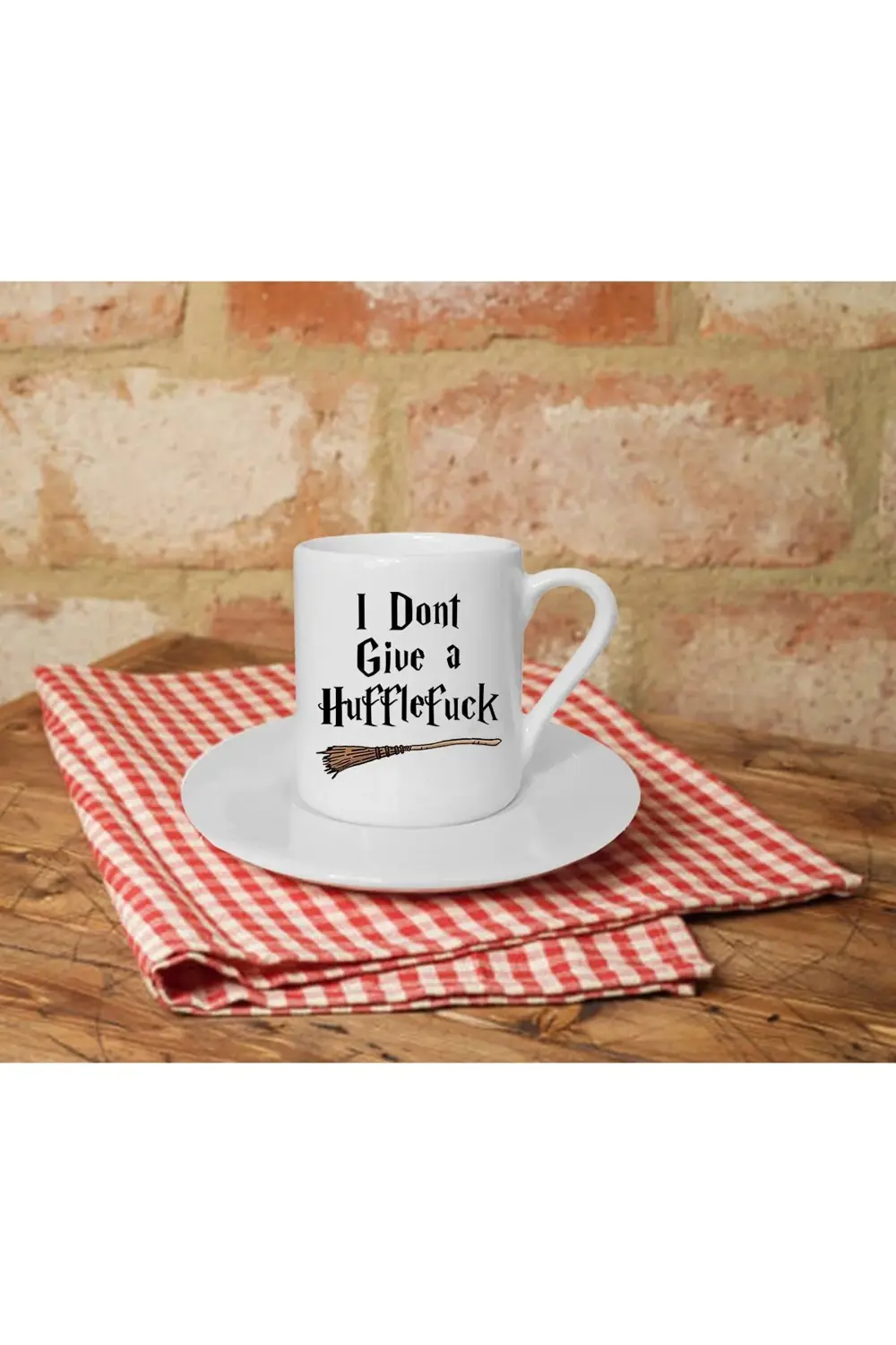 Hufflefuck Baskılı Beyaz Türk Kahvesi Fincanı