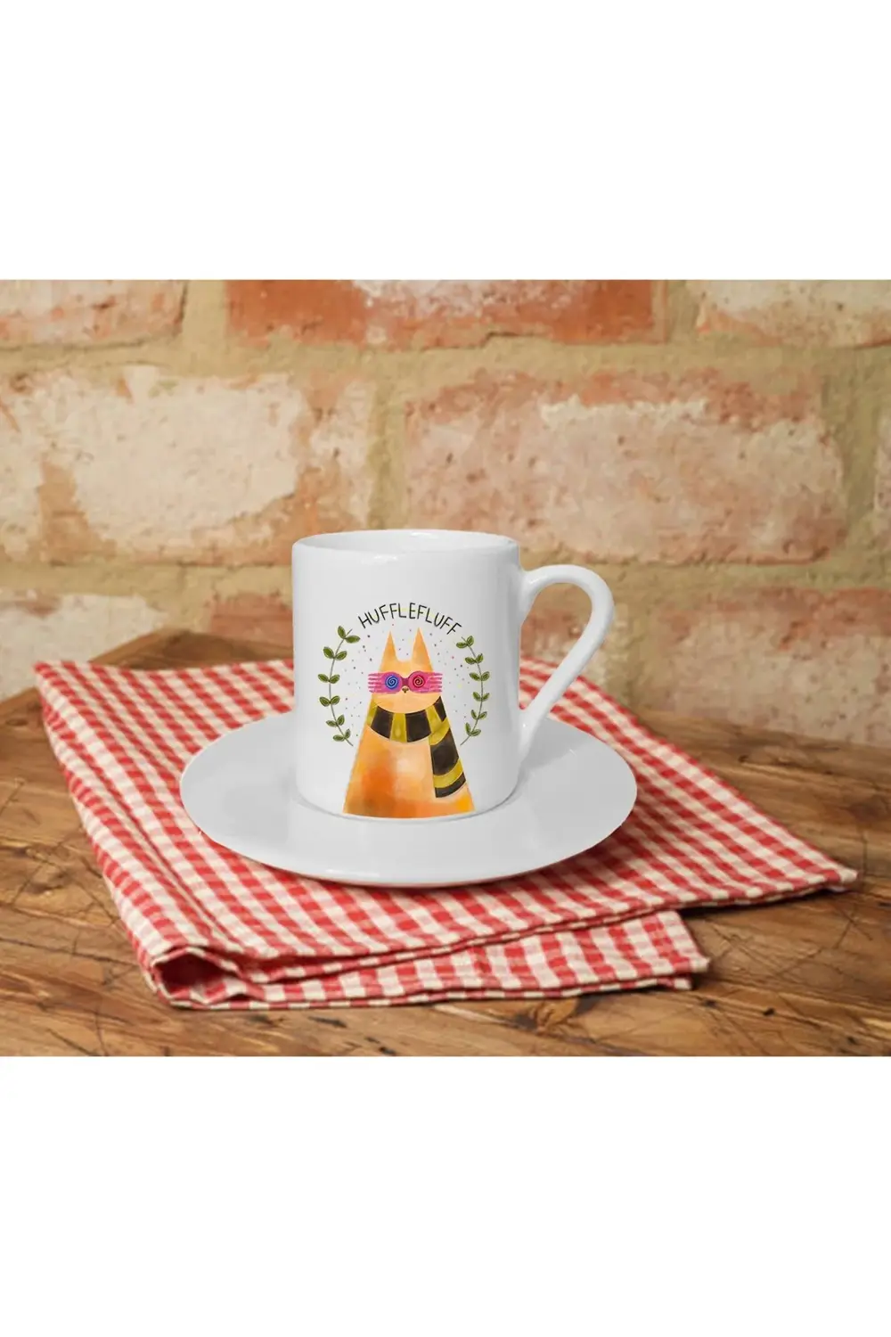 Hufflefuck Baskılı Beyaz Türk Kahvesi Fincanı