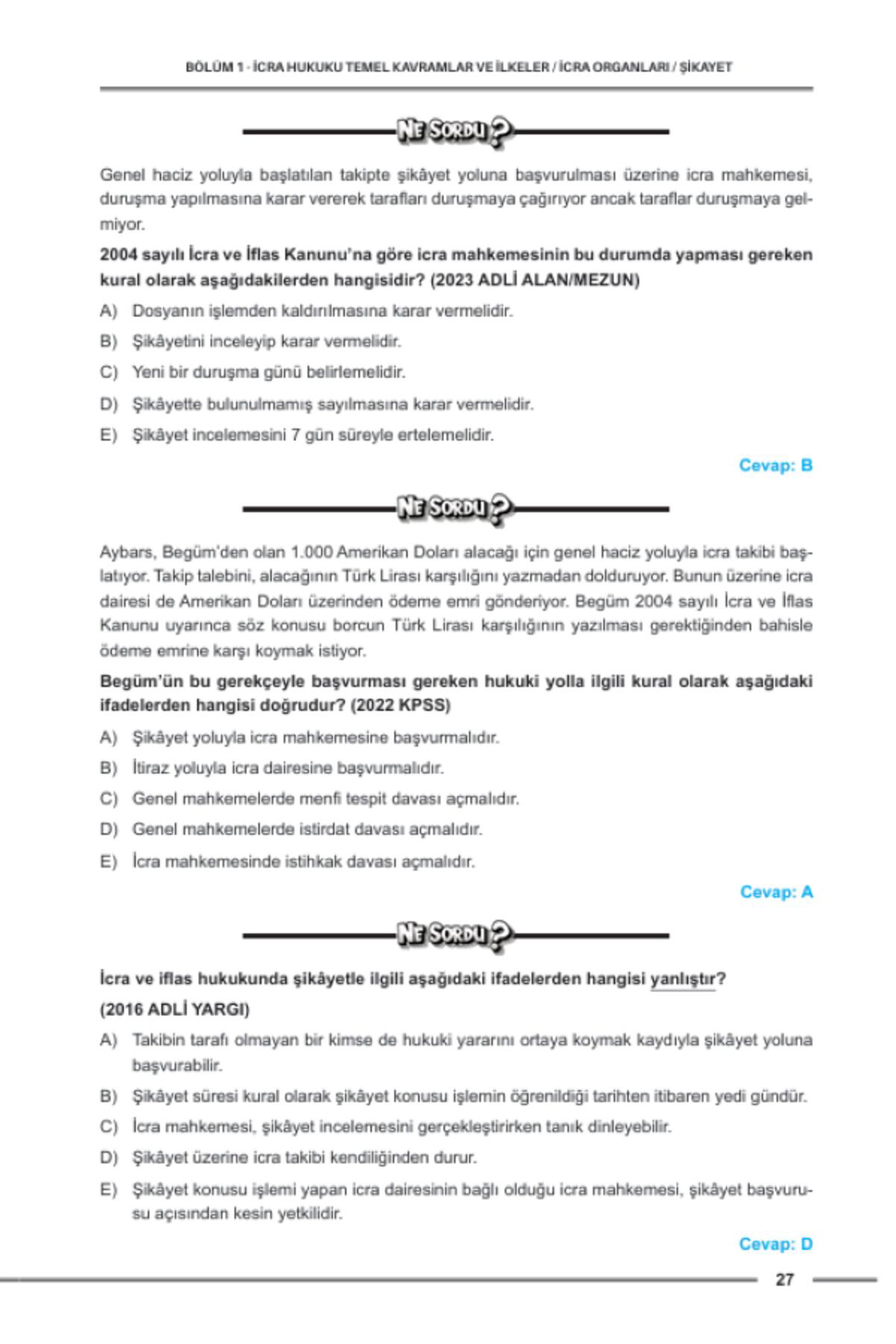 Dizgi Kitap Hukuk Atölyesi İcra Müdürlüğü Çıkmış Soru Örnekli İcra Ve İflas H