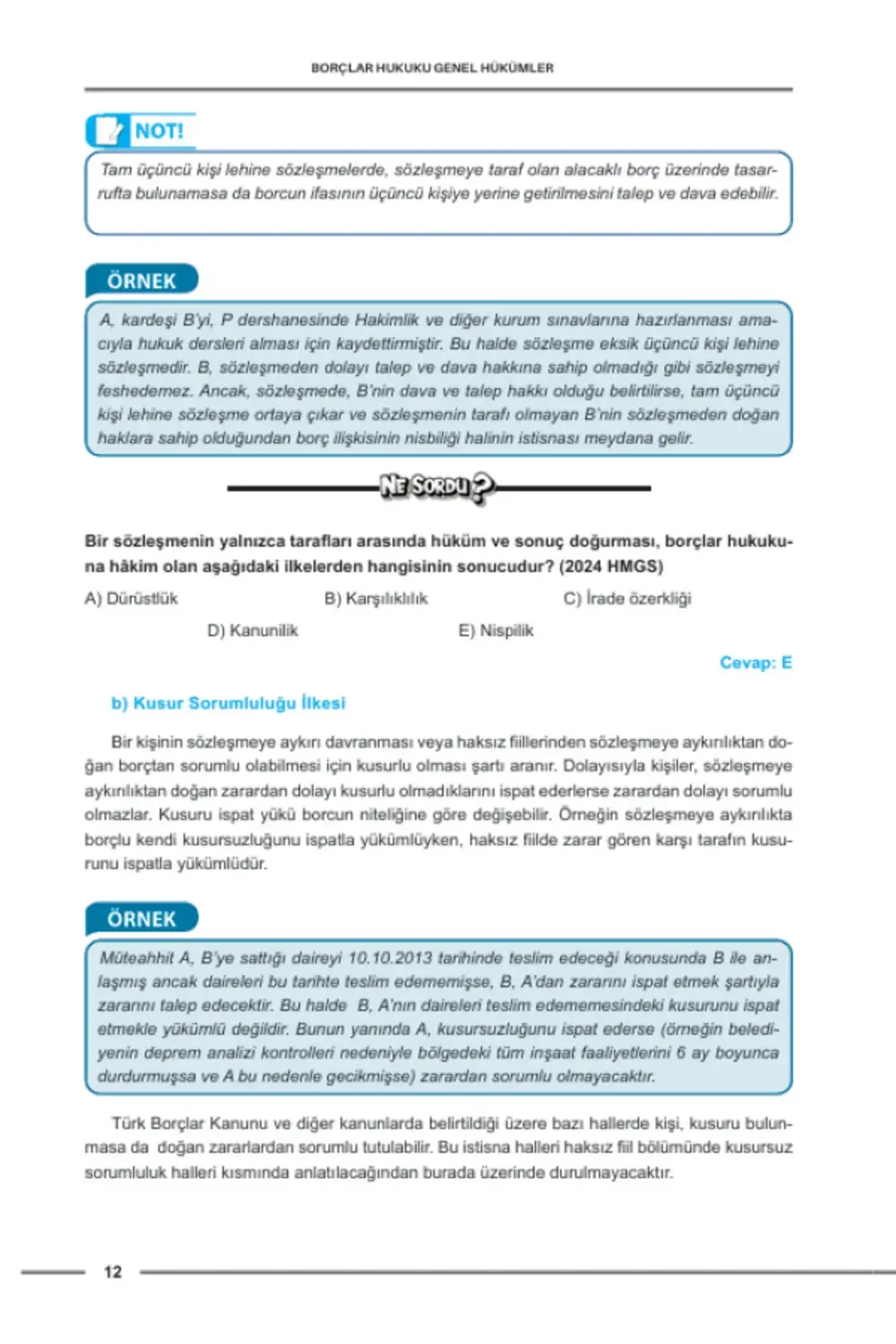 Hukuk Atölyesi İcra Müdürlüğü Çıkmış Soru Örnekli Borçlar Hukuku