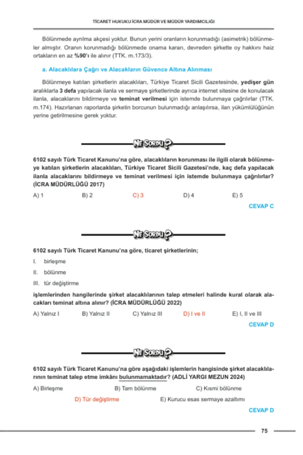 Hukuk Atölyesi İcra Müdürlüğü Çıkmış Soru Örnekli Ticaret Hukuku