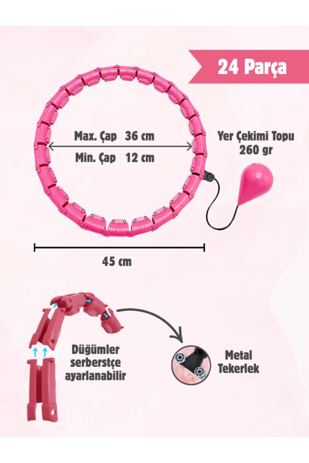 Hulahop Egzersiz Çemberi - Egzersiz Halkası - Ağırlıklı - Bel Bölgesi Ayarlanabilir - Hulahop