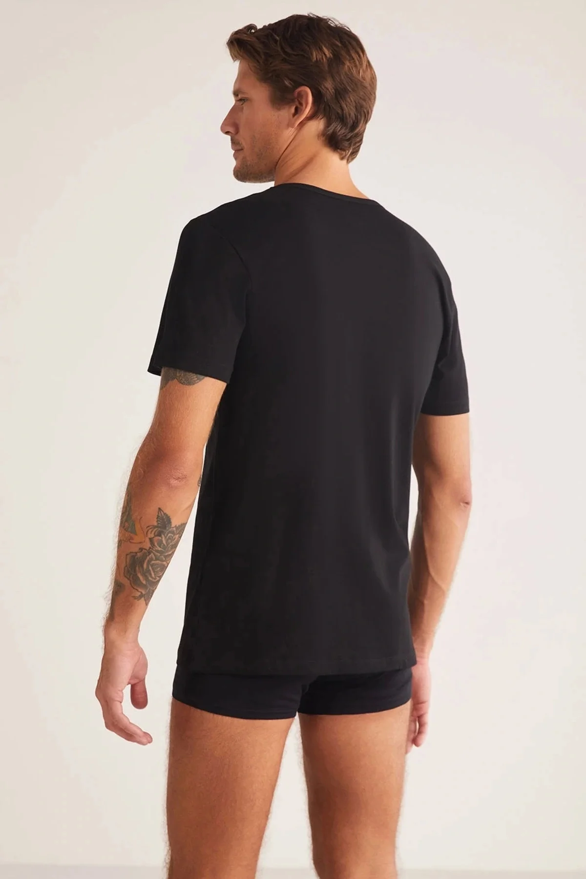Hulio Bisiklet Yaka 2'li Erkek Tshirt - Siyah