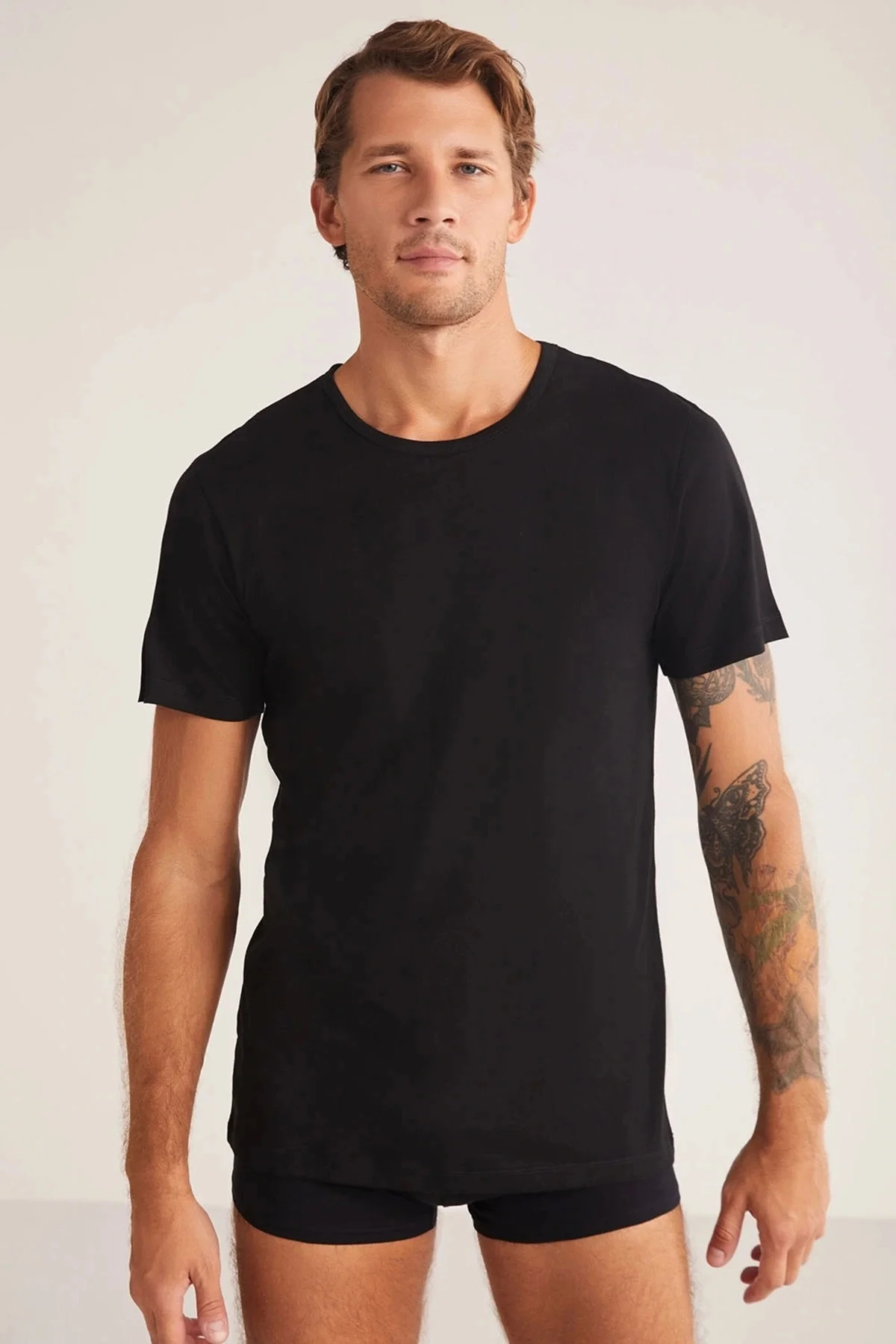 Hulio Bisiklet Yaka 2'li Erkek Tshirt - Siyah
