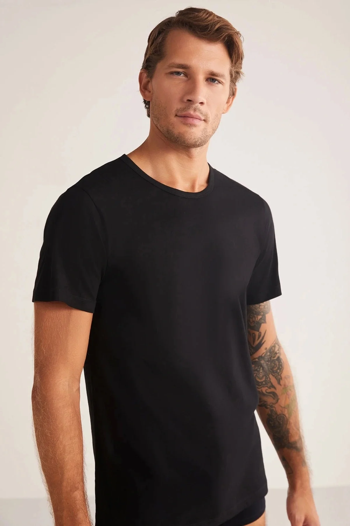 Hulio Bisiklet Yaka 2'li Erkek Tshirt - Siyah