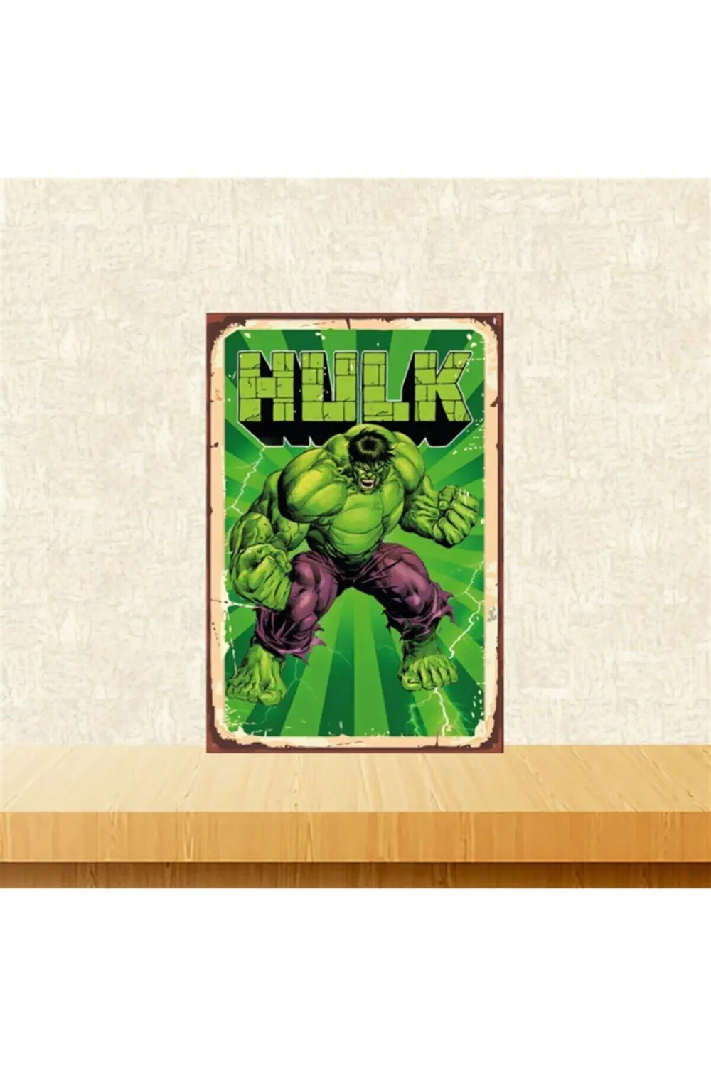Hulk Tasarımlı Retro Ahşap Tablo Tkfx584720x30 m