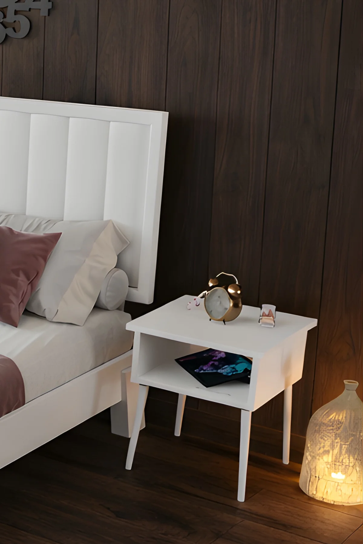 Hüma Dikey Çizgili Model Masif Çam Karyola Ve İki Adet Komodin Seti - Modern Yatak Odası Takımı Fiyatı, Yorumları ve Özellikleri