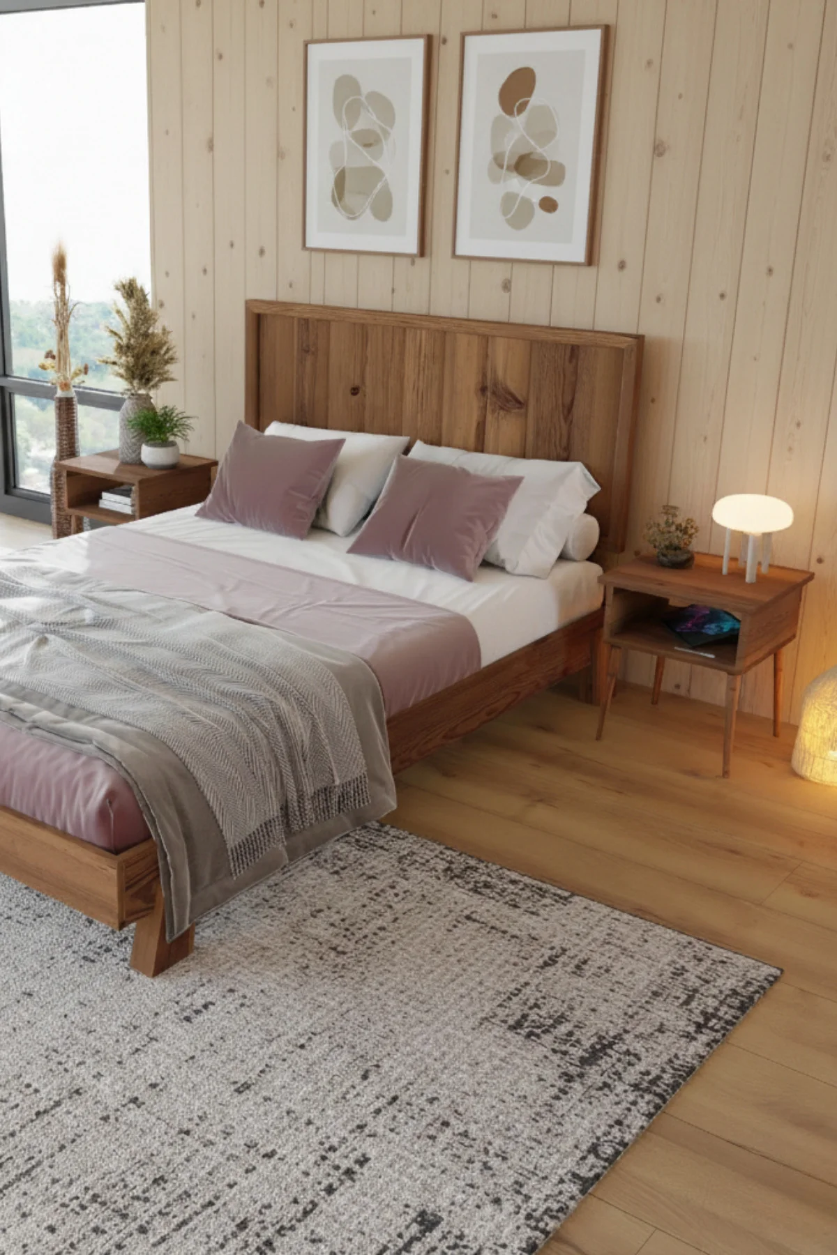 Hüma Model Dikey Başlıklı Masif Ahşap Karyola ve 2 Adet Komodin Kolay Kurulum Fırınlanmış İthal Sibirya Çamı 140x200 Yatak Uyumlu 2 Adet Komodin Hüma Model Dikey Başlıklı Masif Ahşap Karyola ve 2 Adet Komodin Kolay Kurulum Fırınlanmış İthal Sibirya Çamı 140x200 Yatak Uyumlu 2 Adet Komodin