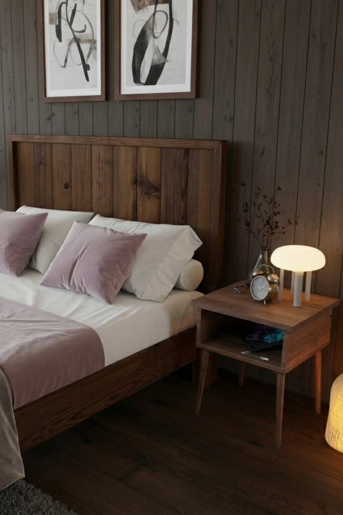 Hüma Model Dikey Başlıklı Masif Ahşap Karyola ve 2 Adet Komodin Kolay Kurulum Fırınlanmış İthal Sibirya Çamı 140x200 Yatak Uyumlu 2 Adet Komodin Hüma Model Dikey Başlıklı Masif Ahşap Karyola ve 2 Adet Komodin Kolay Kurulum Fırınlanmış İthal Sibirya Çamı 140x200 Yatak Uyumlu 2 Adet Komodin
