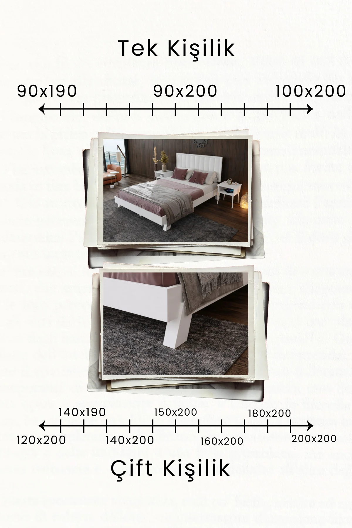 Hüma Model Dikey Başlıklı Masif Ahşap Karyola Kolay Kurulum Fırınlanmış İthal Sibirya Çamı 90x200 Yatak Uyumlu