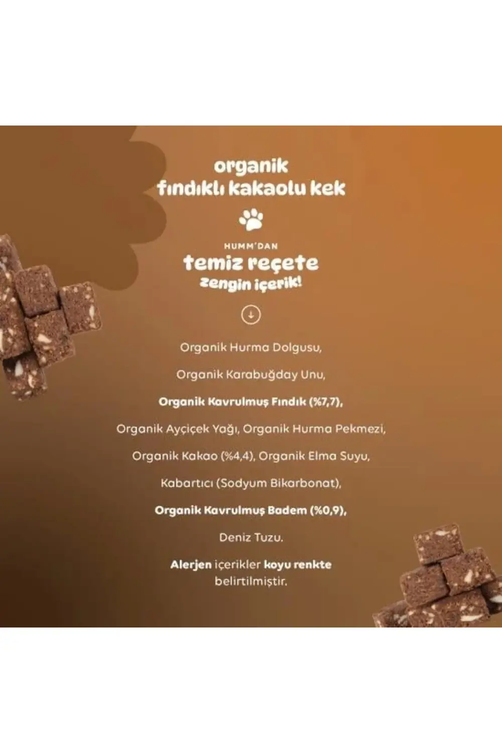 Humm Organik Fındıklı Kakaolu Vegan Kek 30 Gr