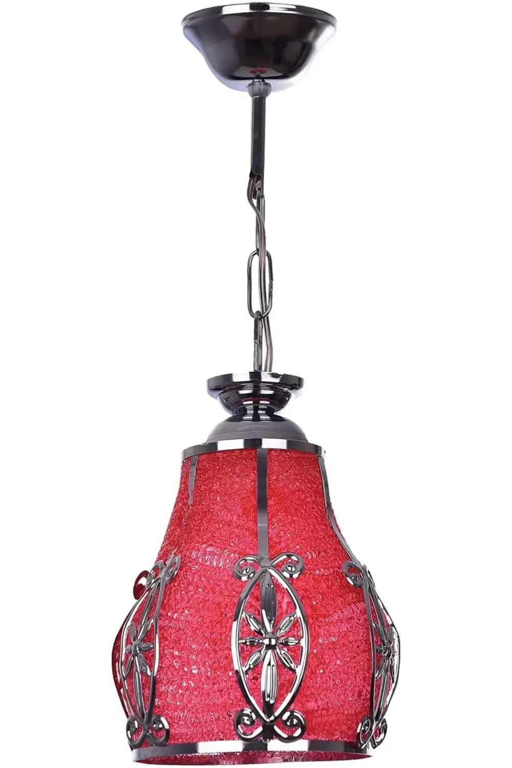 HUNDLE KIRMIZI-KROM TEKLİ AVİZE 1155328