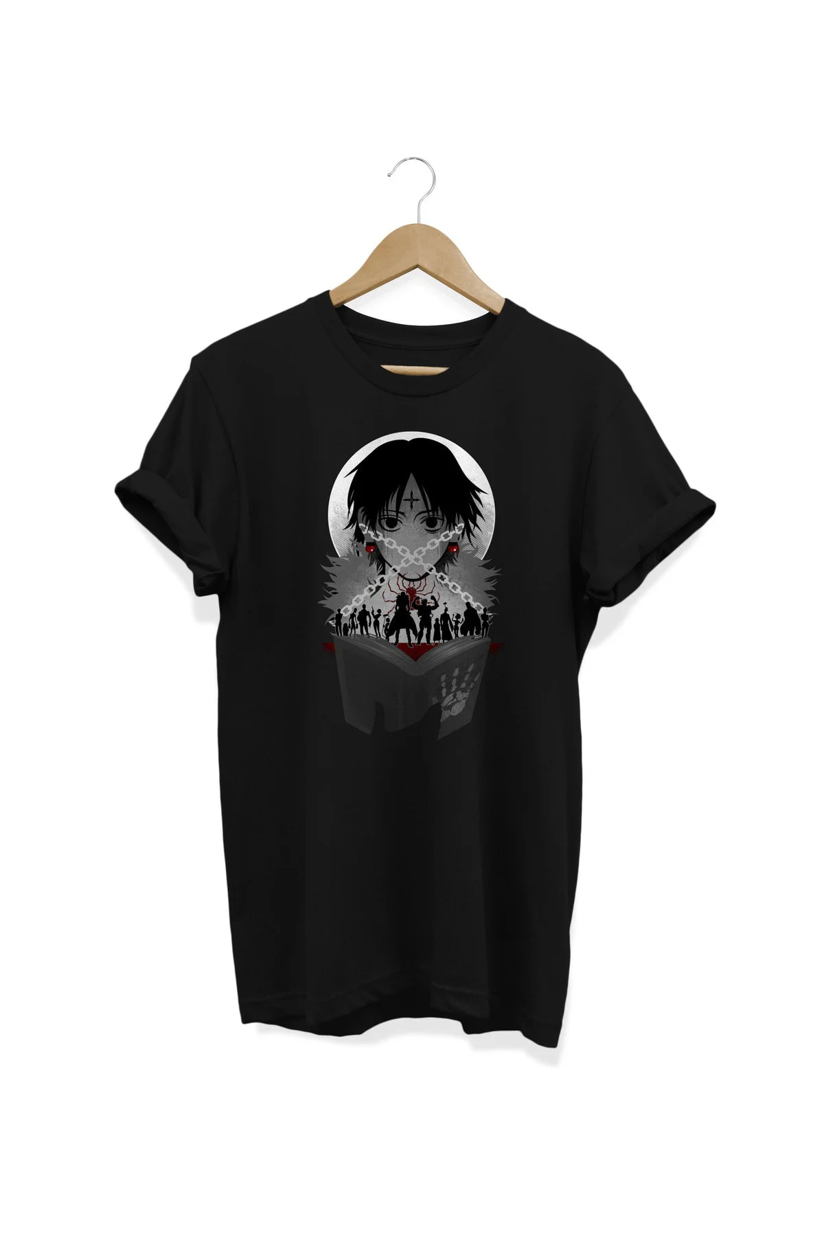 Hunter X Hunter Chrollo Lucifer V2 Anime Baskılı %100 Pamuklu T-s