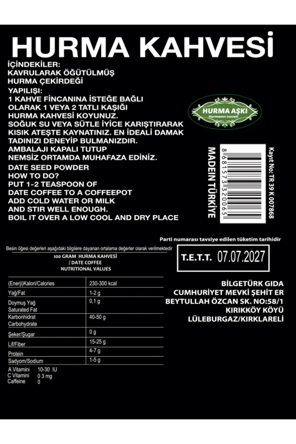 Hurma Aşkı 3x100 gr