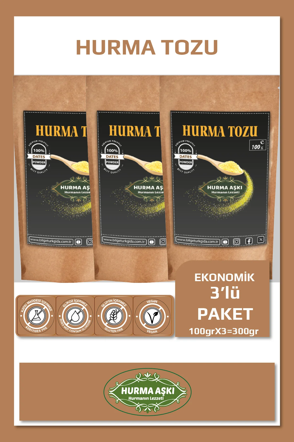 HURMA AŞKI Hurma Tozu 3X100Gr HURMA AŞKI Hurma Tozu 3X100Gr