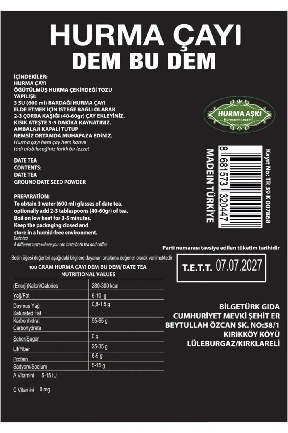 Hurma Çayı Dem Bu Dem 200 gr