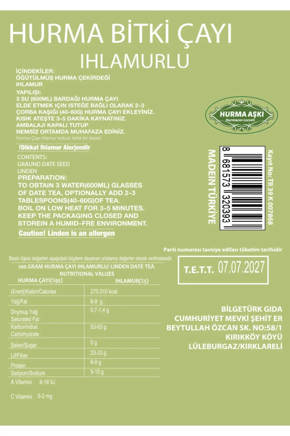 Hurma Çayı Ihlamurlu 200 Gr