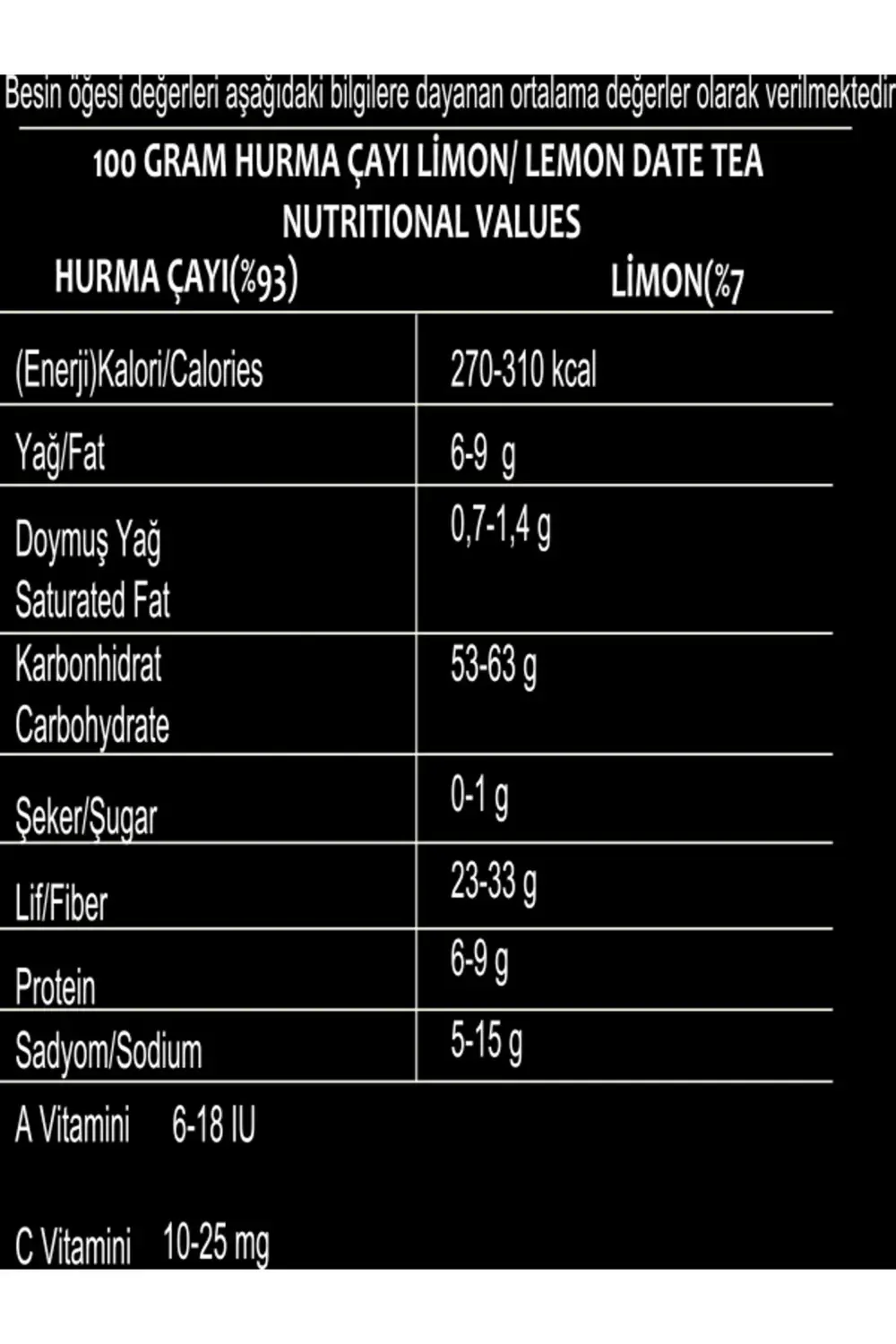 Hurma Çayı Limonlu 200GrX3=600Gr