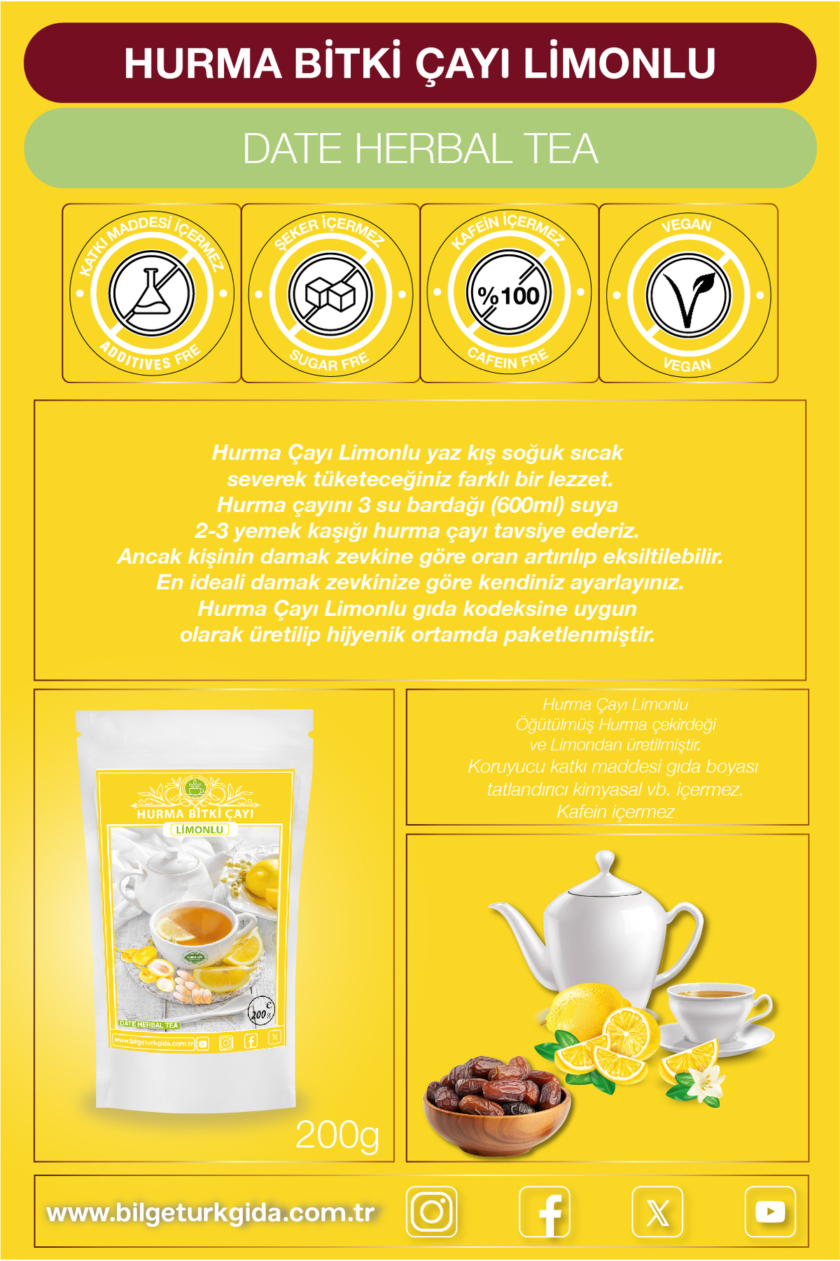 Hurma Çayı Limonlu 200 Gr