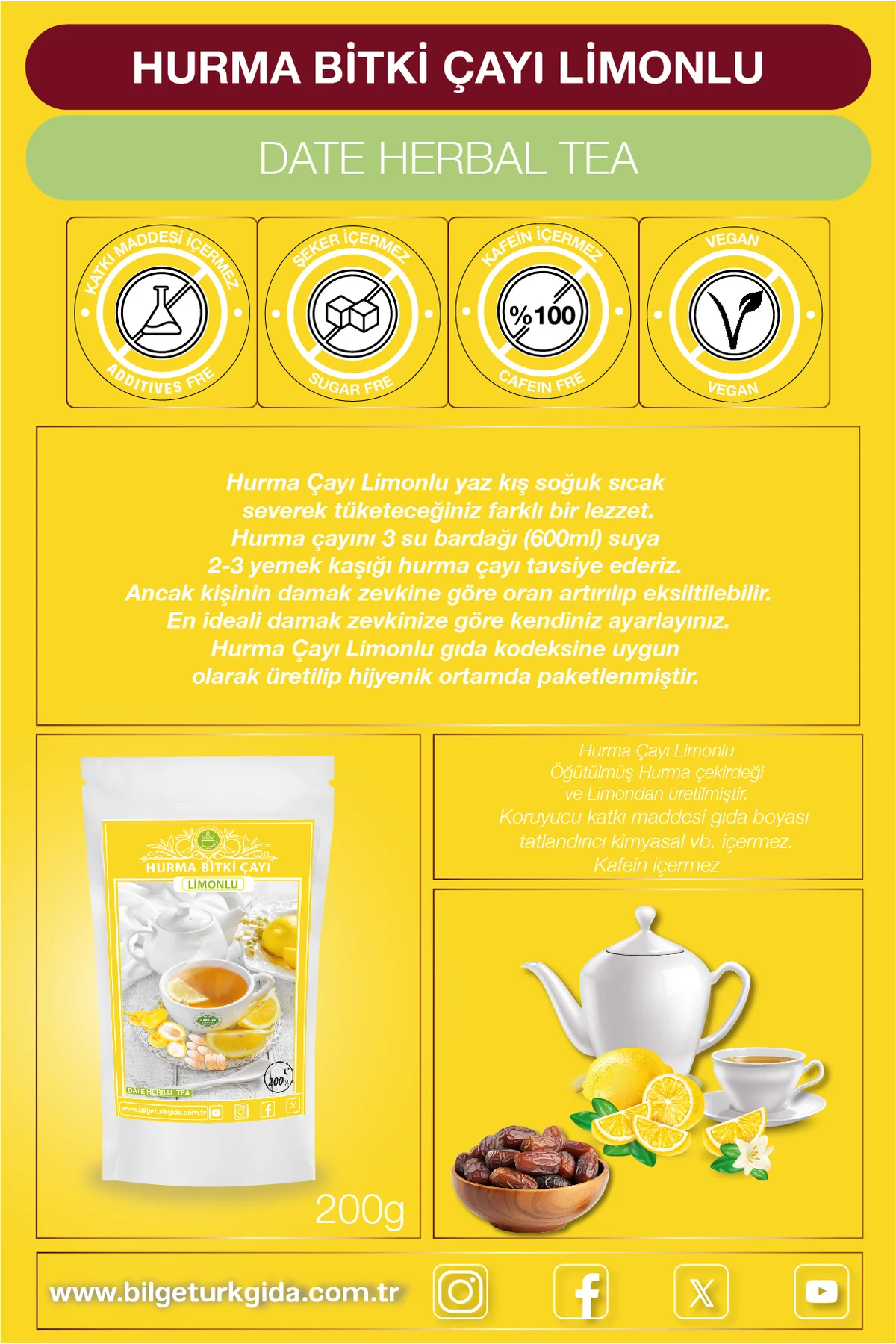 Hurma Çayı Limonlu 200 Gr Hurma Çayı Limonlu 200 Gr - Görsel 2