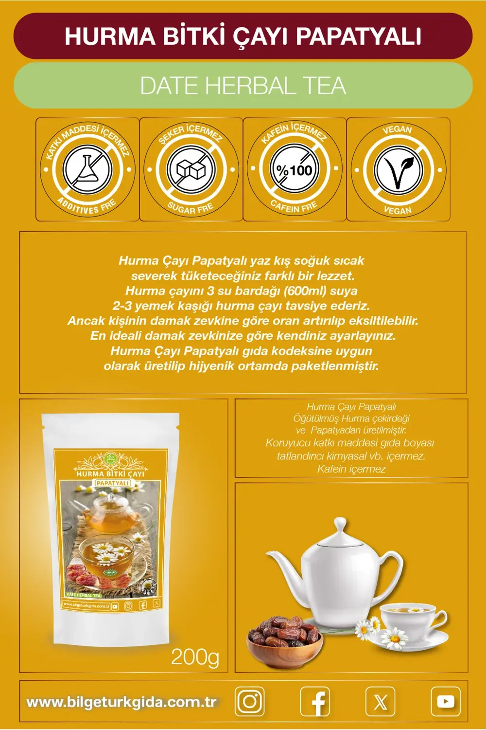 Hurma Çayı Papatyalı 200GrX3=600Gr