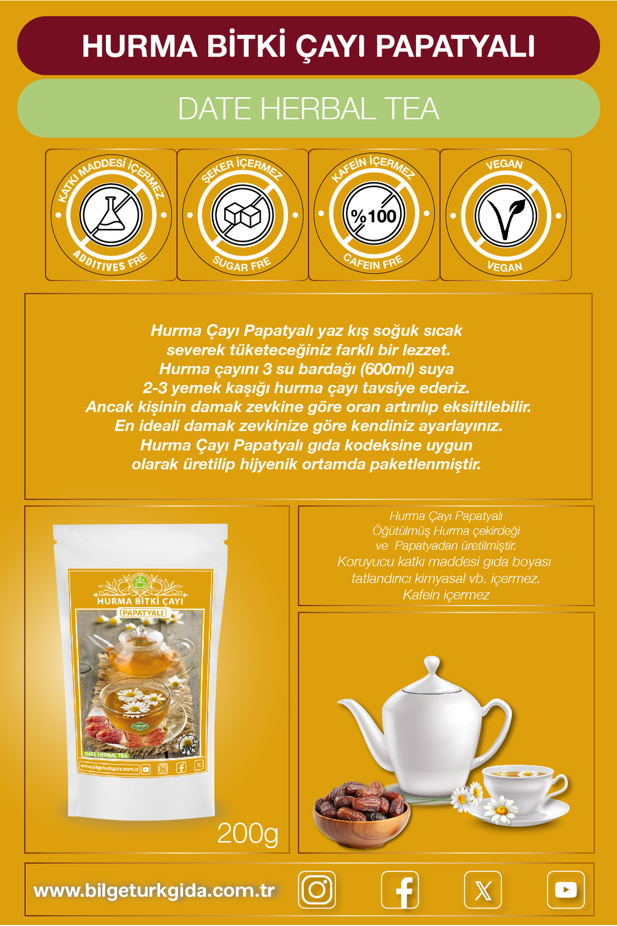 Hurma Çayı Papatyalı 200 Gr