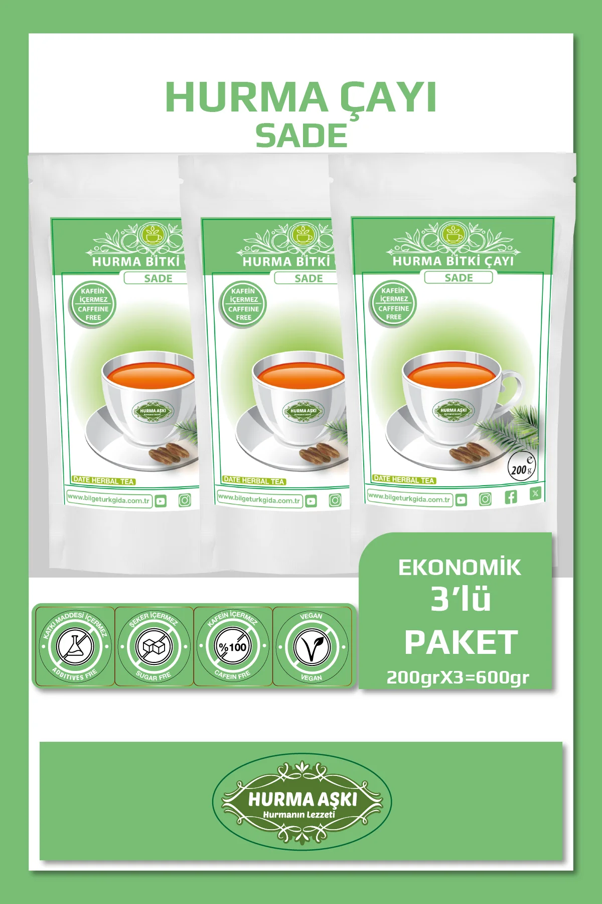 Hurma Çayı Sade 200GrX3=600Gr Hurma Çayı Sade 200GrX3=600Gr