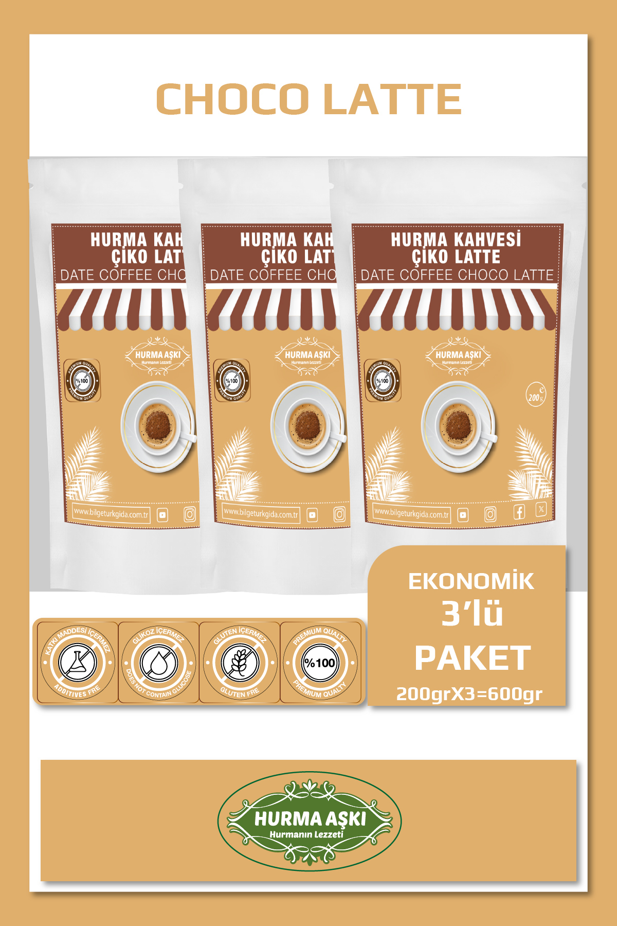 Hurma Aşki Hurma Kahvesi Çiko Latte 200Grx3=600