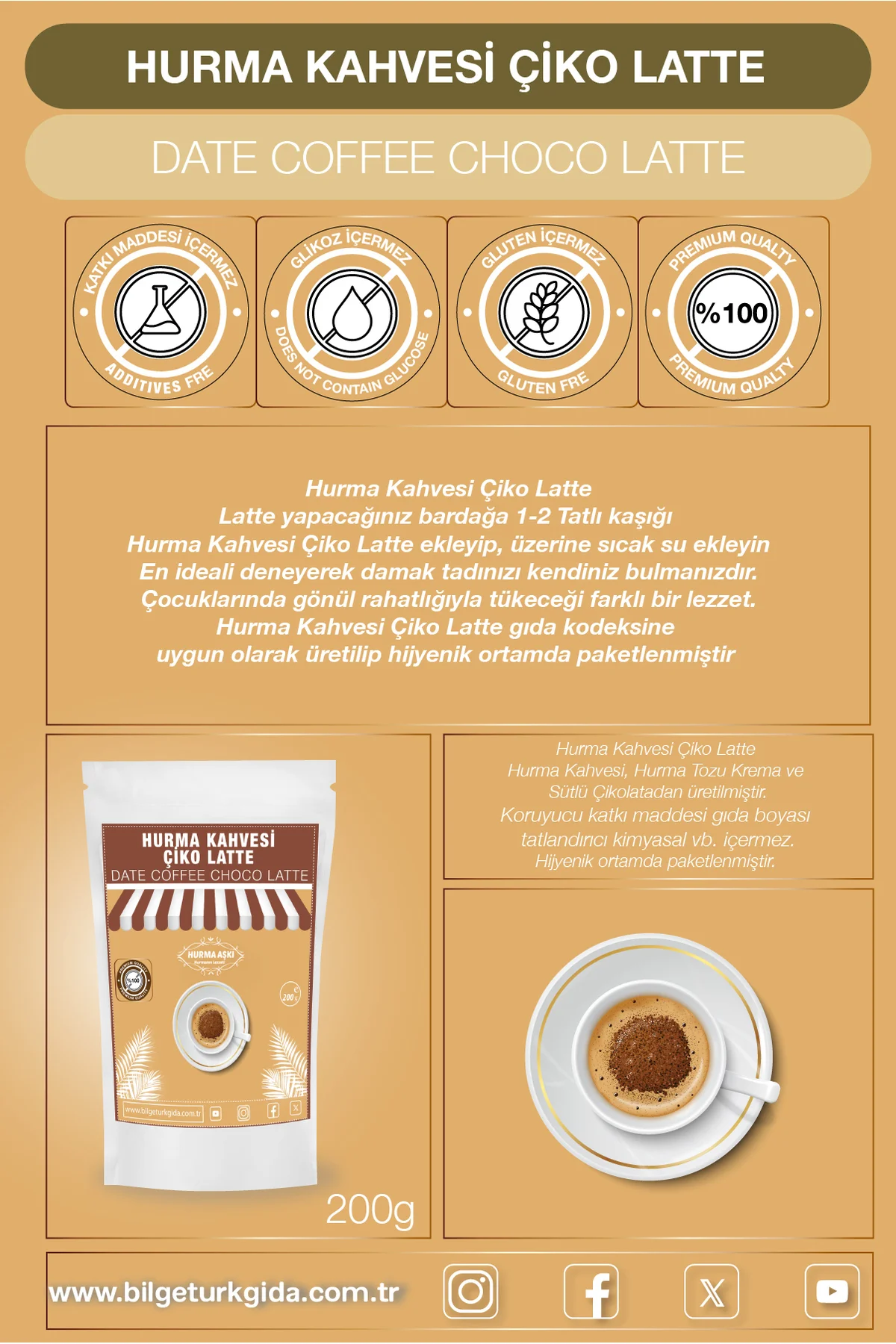Hurma Kahvesi Çiko Latte 200 Gr Hurma Kahvesi Çiko Latte 200 Gr - Görsel 3
