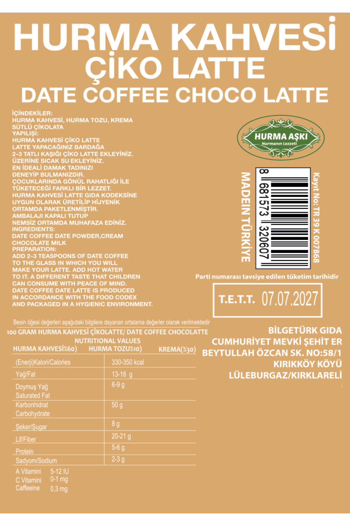 Hurma Kahvesi Çiko Latte 200GrX3=600