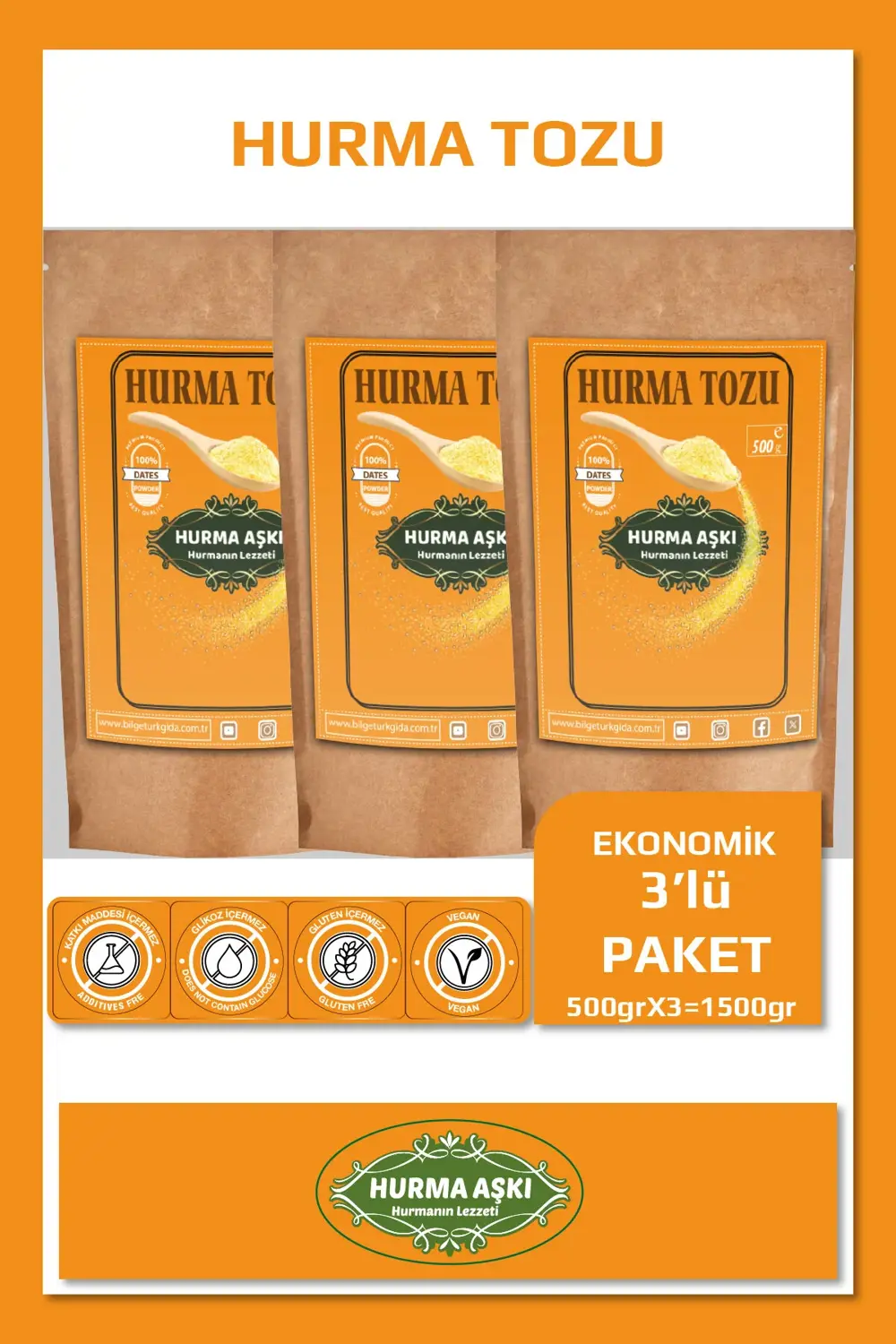 Hurma Tozu 500GrX3=1500Gr
