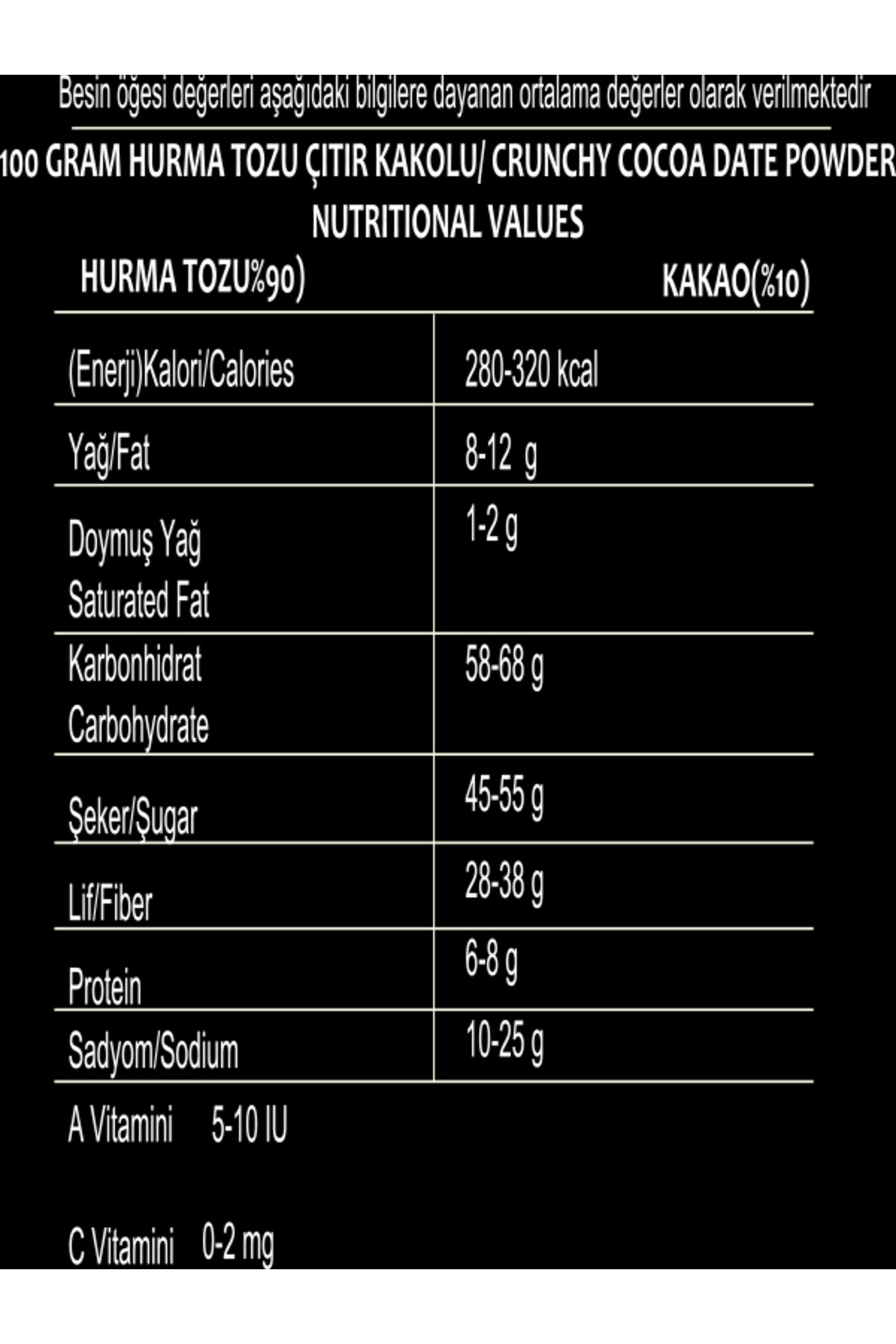 Hurma Tozu Çıtır Kakaolu 150 Gr
