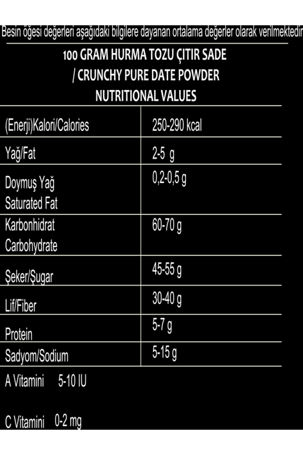 Hurma Tozu Çıtır Sade 150 Gr
