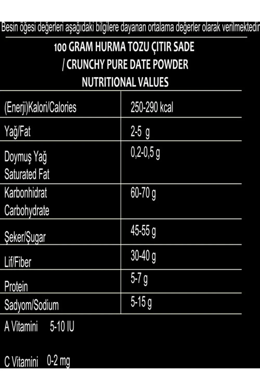 Hurma Tozu Çıtır Sade 150 Gr